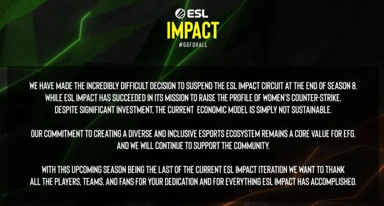 ESL Impact suspended
