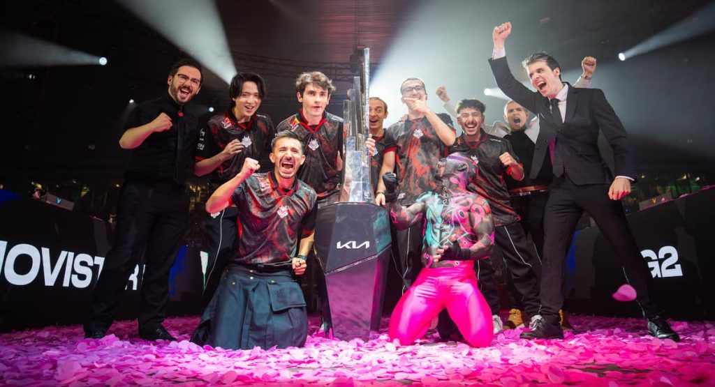 Photo taken of G2 during the 2025 LEC Finals in Madrid.