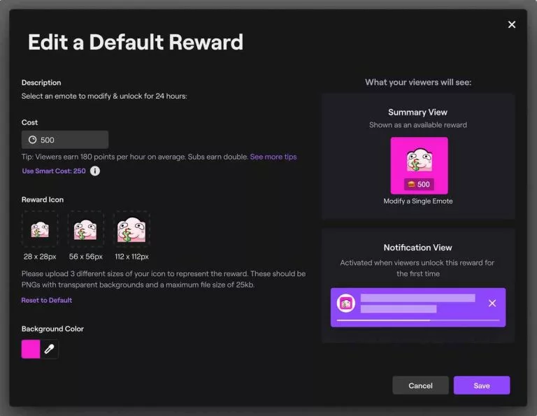 Twitch affiliates and partners can edit their default Channel Point rewards.