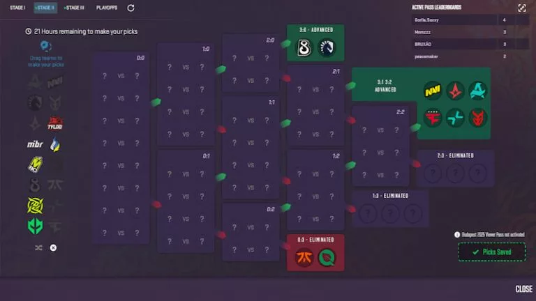 StarLadder Budapest Major Pick'Em Challenge - Best Stage 2 Picks.