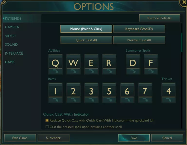 lol pro settings - LoL's default ability bindings