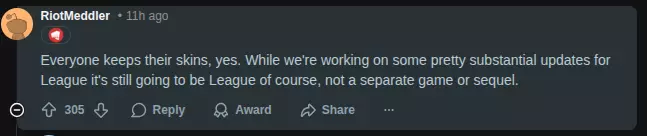 league next update - keep skins