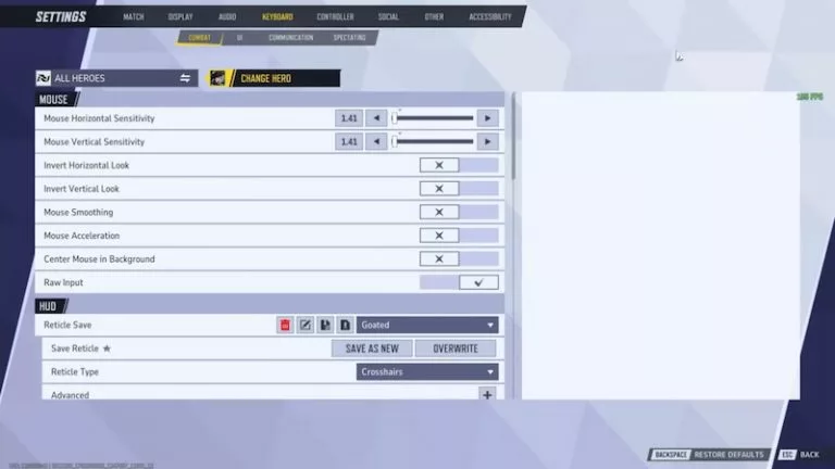 Marvel Rivals Input Settings