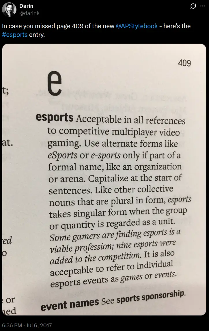 spelling esports