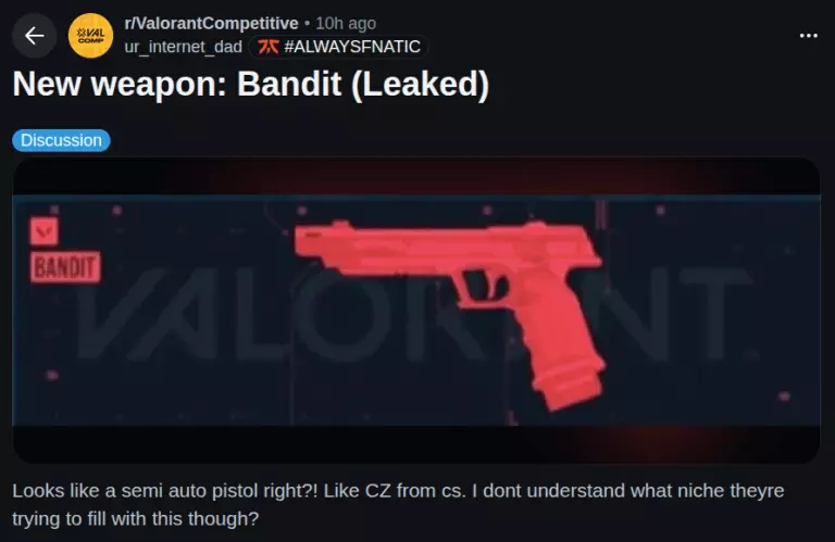 New pistol - bandit - leaked in VALORANT