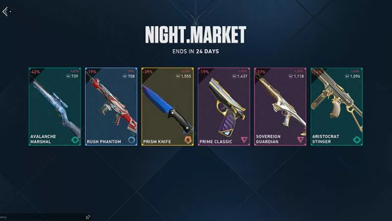 Valorant night market skins on discount after turning the cards over