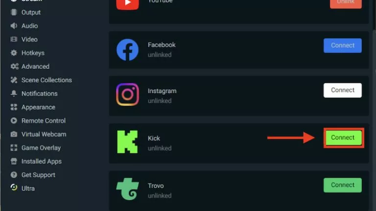 Stream on Kick From Streamlabs