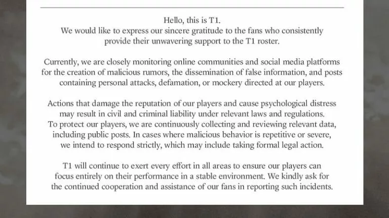 T1 statement against the harassment
