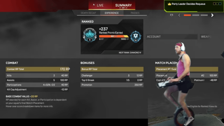 EdBoi Hits Apex Legends Masters Rank on a Unicycle