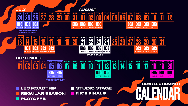 LEC 2026 Summer Split preview: Schedule