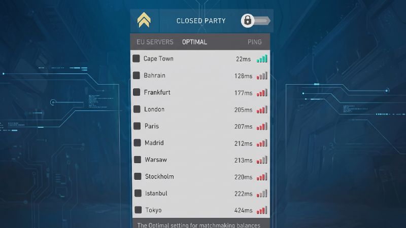 lowest ping in VALORANT
