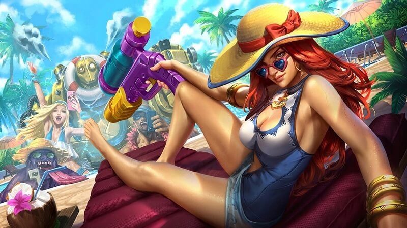 All beach skins in LoL: Pool Party Miss Fortune