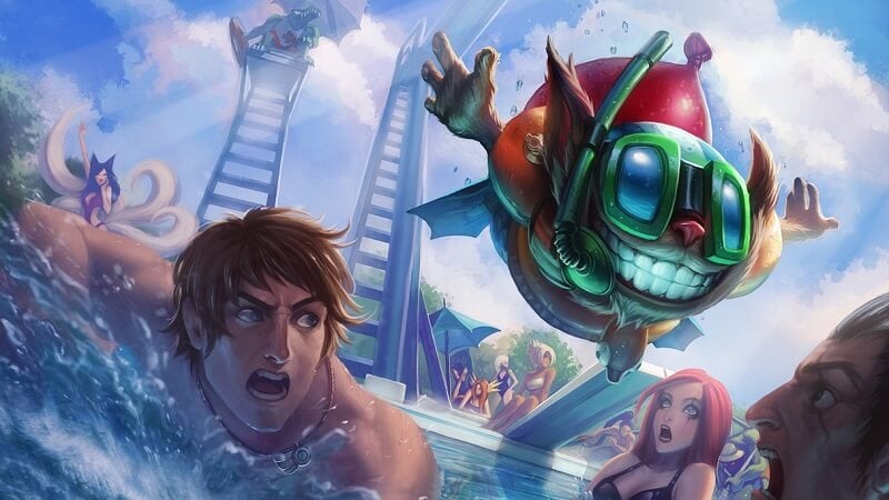 All beach skins in LoL: Pool Party Ziggs