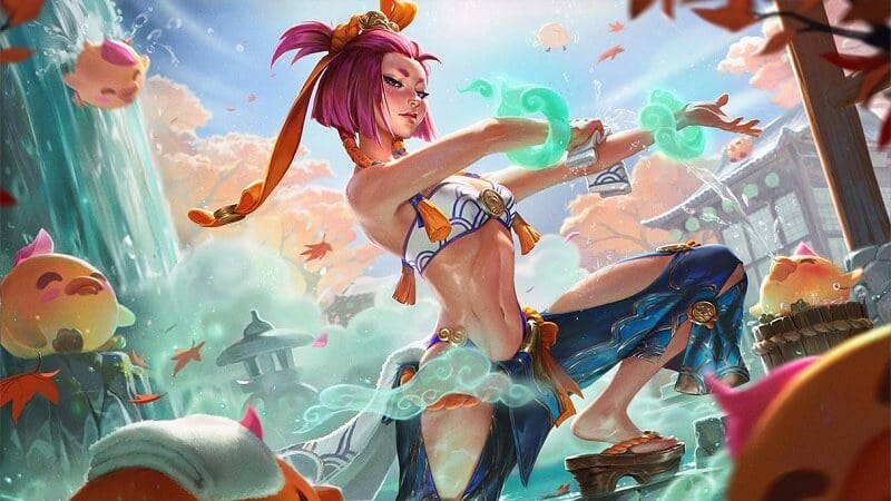 All beach skins in LoL: Spirit Blossom Springs Yunara